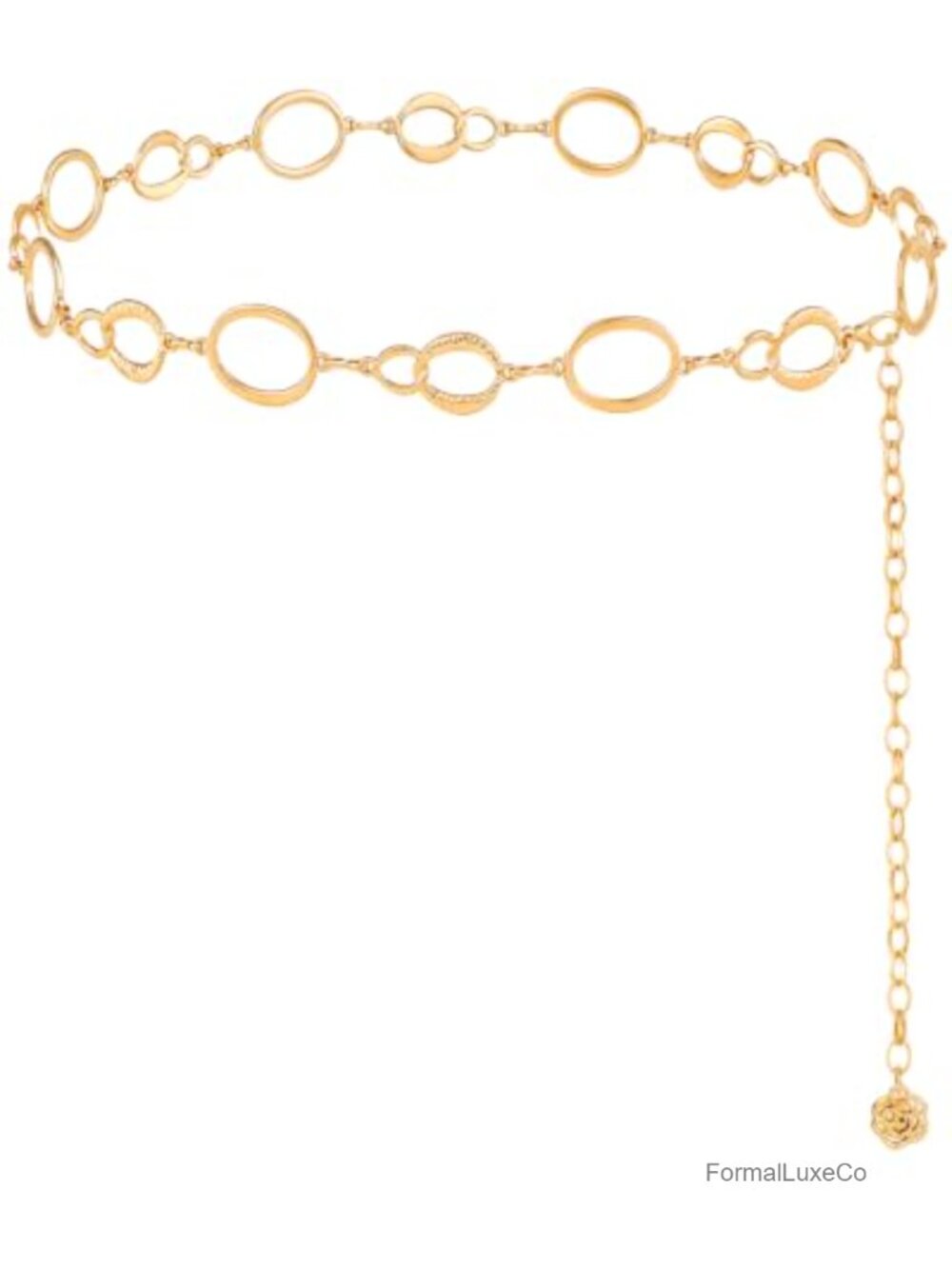 Adjustable Chain Belt for Women Punk Style Metal Waist Chain with Flower Pendant